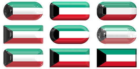 Image showing nine glass buttons of the Flag of Kuwait