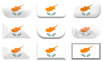 Image showing nine glass buttons of the Flag of Cyprus