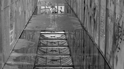 Image showing Footbridge with graffiti