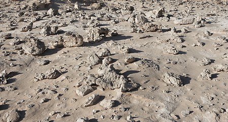 Image showing Stone field in the desert similar to moonscape