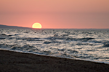 Image showing Sunset on a sea