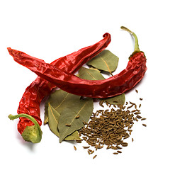 Image showing pimento, caraway and bay leaves