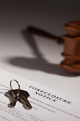 Image showing Foreclosure Notice, Gavel and House Keys