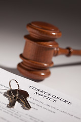 Image showing Foreclosure Notice, Gavel and House Keys