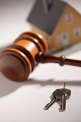 Image showing Gavel, House Keys and Model Home