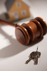 Image showing Gavel, House Keys and Model Home