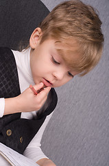 Image showing Boy writing