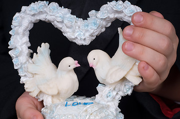 Image showing Pigeons and heart