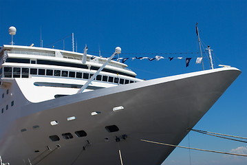 Image showing Passenger Cruise ship anchored in the harbor