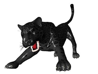 Image showing Agressive black panther front view