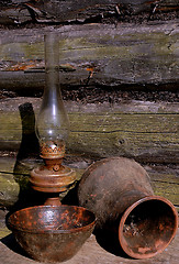 Image showing Betty Lamp, Jug And Bowl