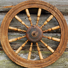 Image showing Closeup Hand Spinning Wheel