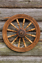 Image showing Spinning Wheel On The Blockhouse Wall