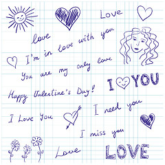 Image showing Love messages and doodles