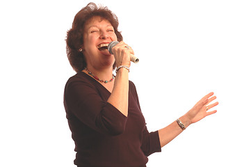 Image showing karaoke woman