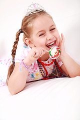 Image showing Lovely princess with lollipop