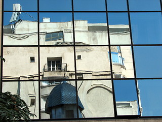 Image showing Bucharest in mirror, Romania, Eastern Europe