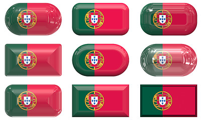 Image showing nine glass buttons of the Flag of Portugal