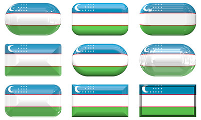 Image showing nine glass buttons of the Flag of uzbekistan