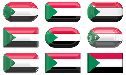 Image showing nine glass buttons of the Flag of Sudan