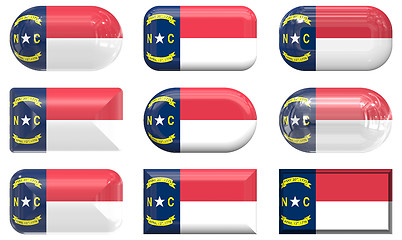 Image showing nine glass buttons of the Flag of North Carolina