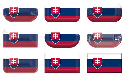 Image showing nine glass buttons of the Flag of Slovakia