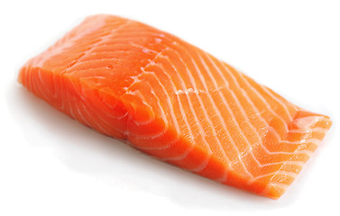 Image showing Salmon steak on white with light shadow