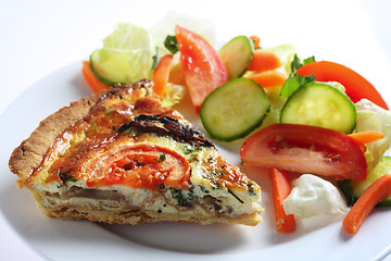 Image showing Quiche with fresh salad