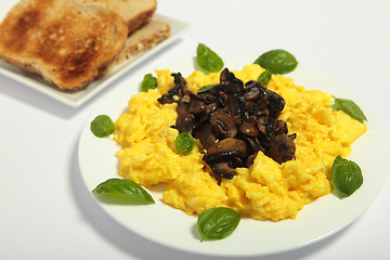 Image showing Gourmet mushroom and egg