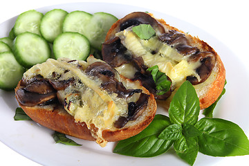 Image showing Mushroom and cheese toast