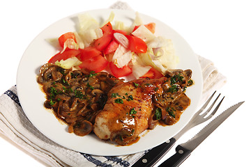 Image showing Chicken with mushroom sauce meal