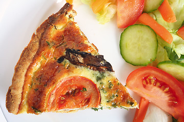 Image showing Mushroom quiche with salad