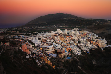 Image showing Sunset over Fira, Santorini