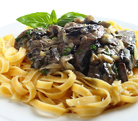 Image showing Fettuccini and mushrooms