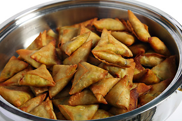 Image showing Samosas in a serving bowl