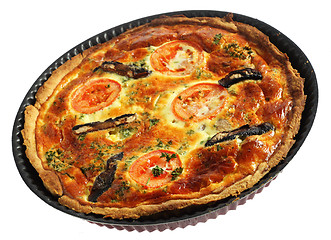 Image showing Whole quiche in baking pan
