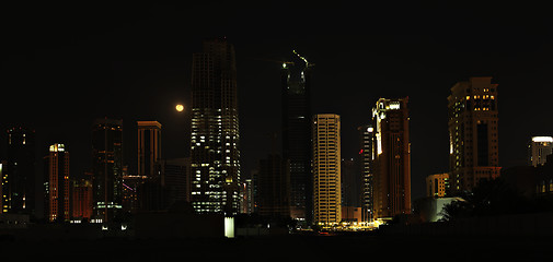 Image showing Doha towers and Moon