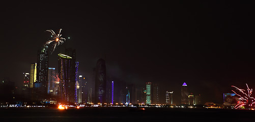 Image showing Qatar National Day fireworks in Doha