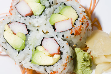 Image showing group of california rolls on plate