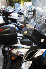 Image showing  motorcycles parked on the street