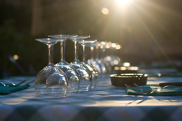 Image showing Glasses on a table at restaurant 