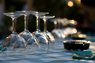 Image showing Glasses on a table at restaurant