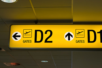 Image showing Departure gate sign in the airport