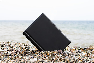 Image showing Laptop on the beach