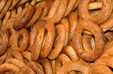 Image showing Closeup Bagles With Sesame