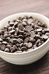 Image showing Bowl of chocolate chips