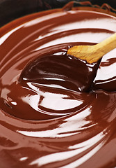 Image showing Melted chocolate and spoon