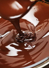 Image showing Melted chocolate and spoon