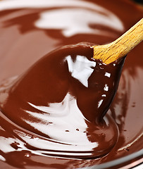 Image showing Melted chocolate and spoon