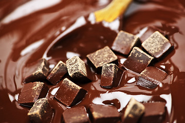 Image showing Melting chocolate and spoon